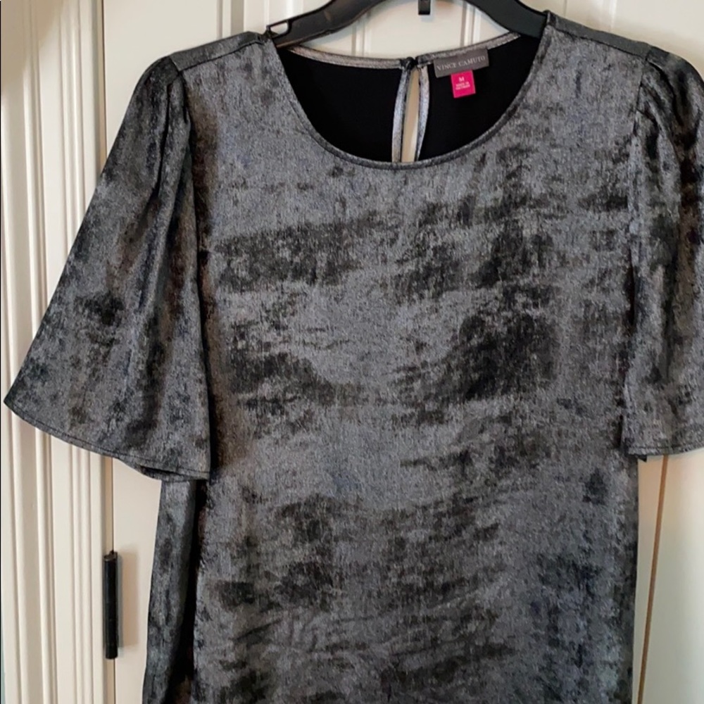 Vince Camuto black and silver blouse